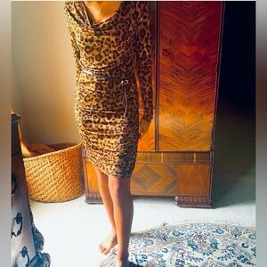 Michael Kors Ruched leopard dress